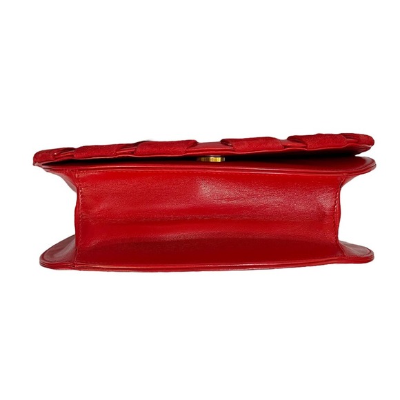 Valentino Garavani Vintage Red Leather Suede Whipstitch Luxury Saddle Bag - Picture 10 of 16